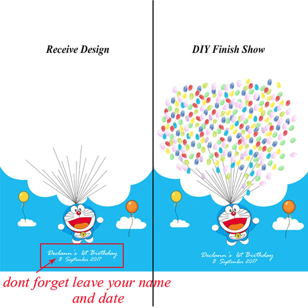 Lovely-Blue-Cat-Robotic-Cat-Doraemon-Free-Personalized-Custom-Fingerprint-DIY-Guestbook-for-Children-s-birthday (1)