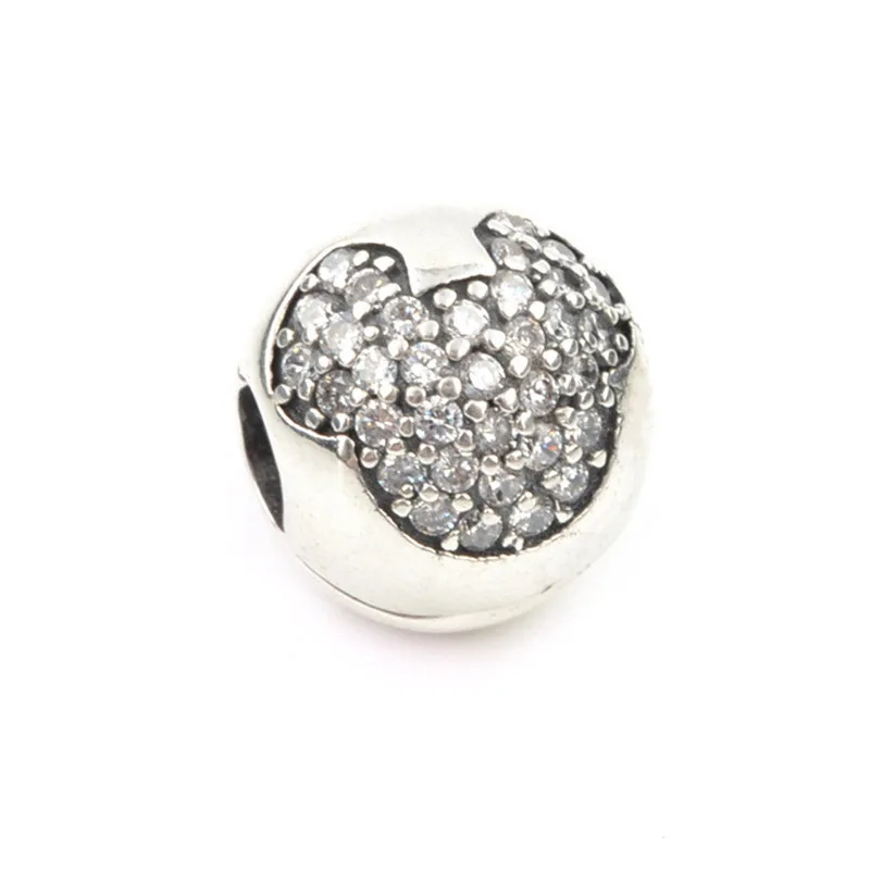 Joyeria S925 Sterling Silver Charm Beads Fit Pandora Bracelet Original Silver Micky Beads With CZ Diamond Jewelry Schmuck Bijoux-1