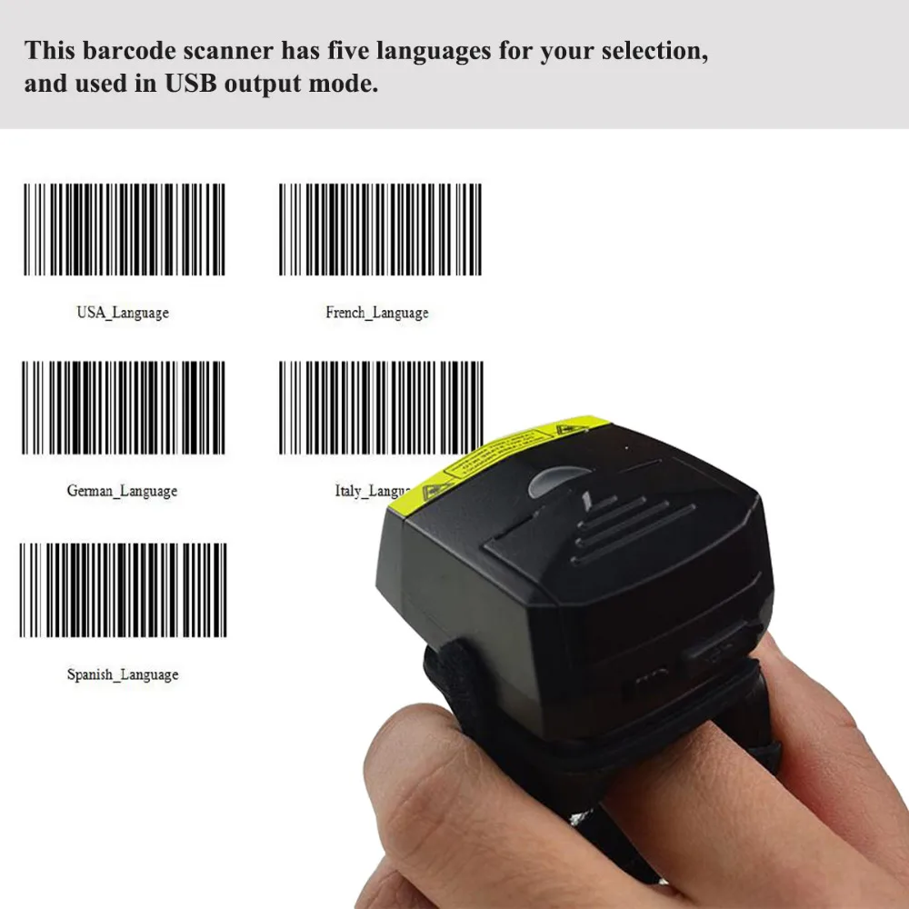 1D Bluetooth портативный переносной кольцевой сканер штрих кода FS01 32 бит USB мини для