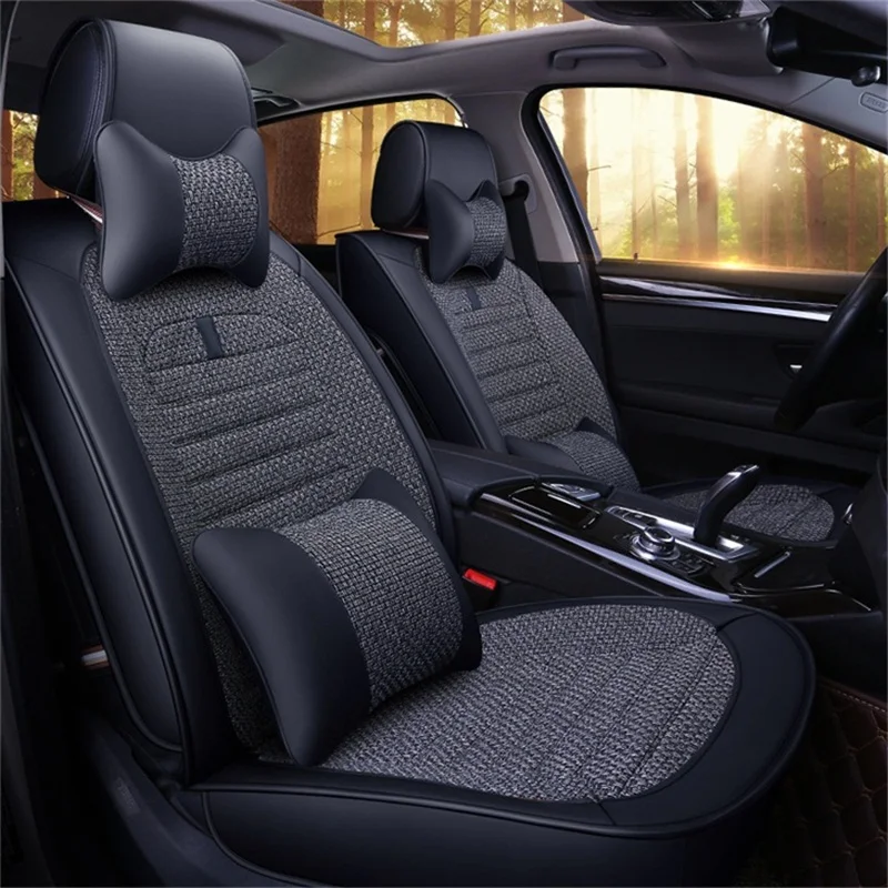 

Universal pu leather linen car seat cover for clio logan renault sandero fluence megane laguna latitude cap