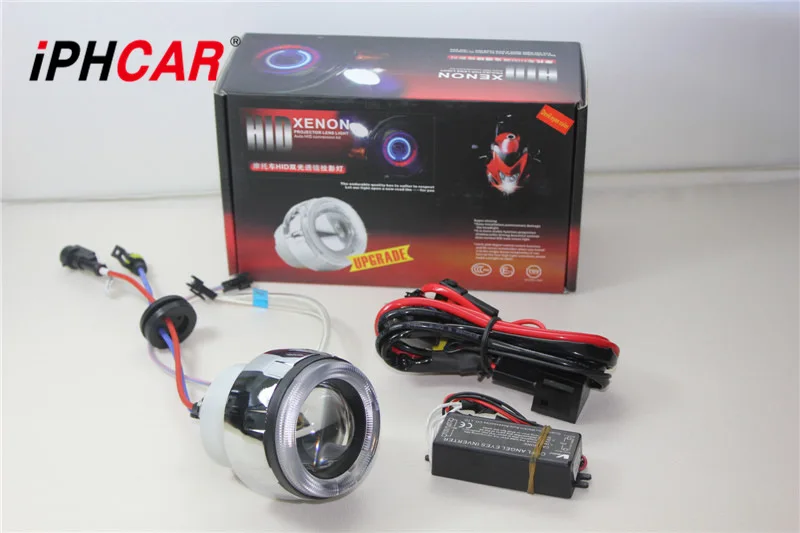 

1X universaL mini 2 inch 35w 12v Motorcycle Bi-Xenon HID Projector Lens Kit doubleangel eyes HID bulb For motorcycle headlight