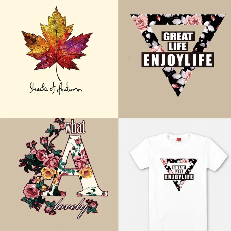 

1 Pcs Cute Flower Ironing Stickers Heat Transfer Press Appliqued DIY Cloth Decor Washable Letter Patches kid Clothing