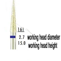 100 шт./лот круглый Стоматологическая лаборатория Алмазные Боры hp 2,35 мм Алмазное покрытие низкая скорость резак 170 сетка средний синий Зернистость