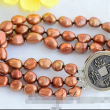 Z6521 3 strands 10 мм кофе барокко пресноводных культивированный жемчуг браслет 8 дюймов благородный стиль естественно прекрасно jewe быстрая