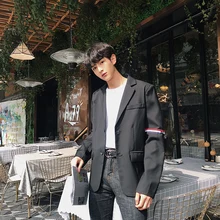 Новинка года; летний трендовый костюм в Корейском стиле с красной лентой для подростков; деловой повседневный костюм; пиджак; S-XL