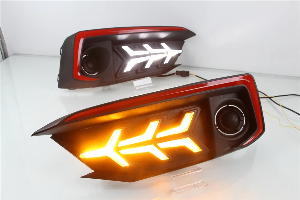 2 шт. светодиодный DRL для Honda Civic 2019 2020 седан с движущимся сигналом противотуманный