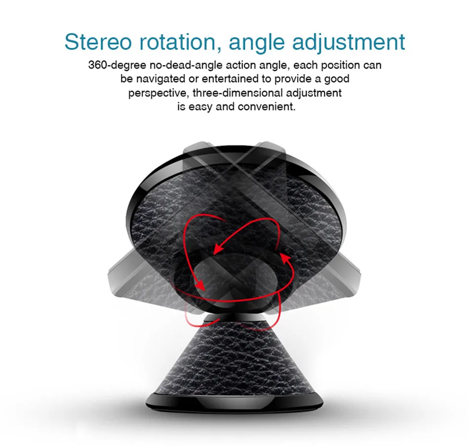 Universal Glowing Magnetic Car Phone Holder 360 Rotation GPS Leather Mini Mobile Phone Car Holder Stand For iphone X Samsung S9 (8)
