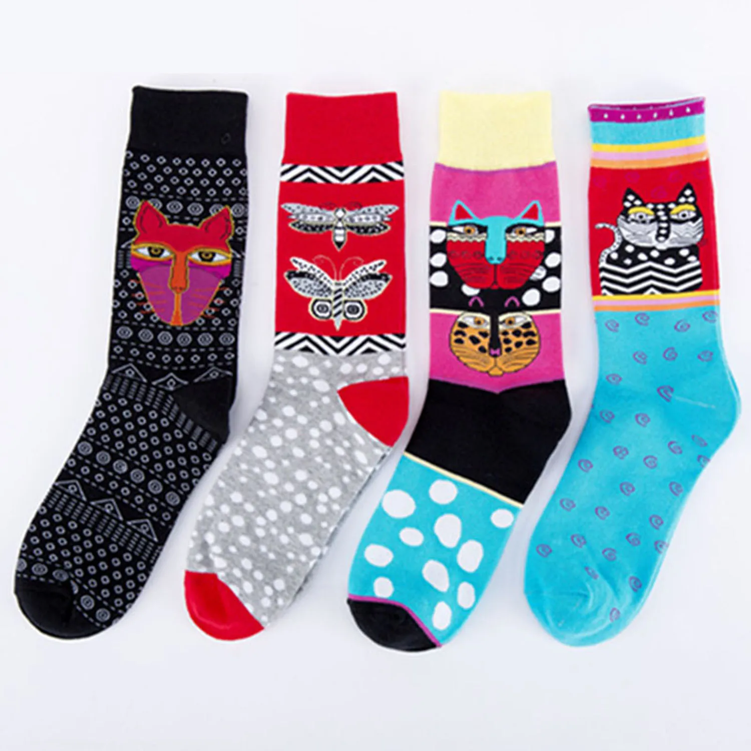 

New Autumn Winter Hip Hop Trend Kawaii Cat Butterfly Pattern Socks Funny Happy Socks Harajuku Fashion Unisex Cotton Sox