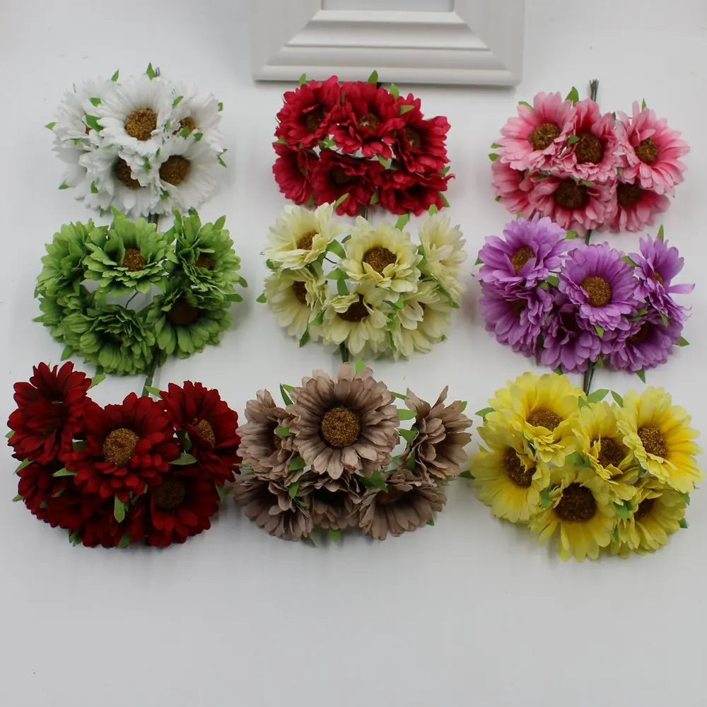 New 36 pieces / batch Daisy Flower Sunflower Artificial Silk Wedding