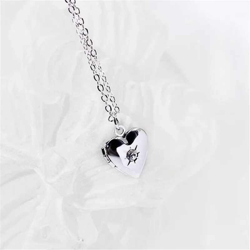 Коробочка со стразами кулон в виде фоторамки кулон ожерелье Мода Сердце ювелирные изделия для женщин любовь подарок YT-N331