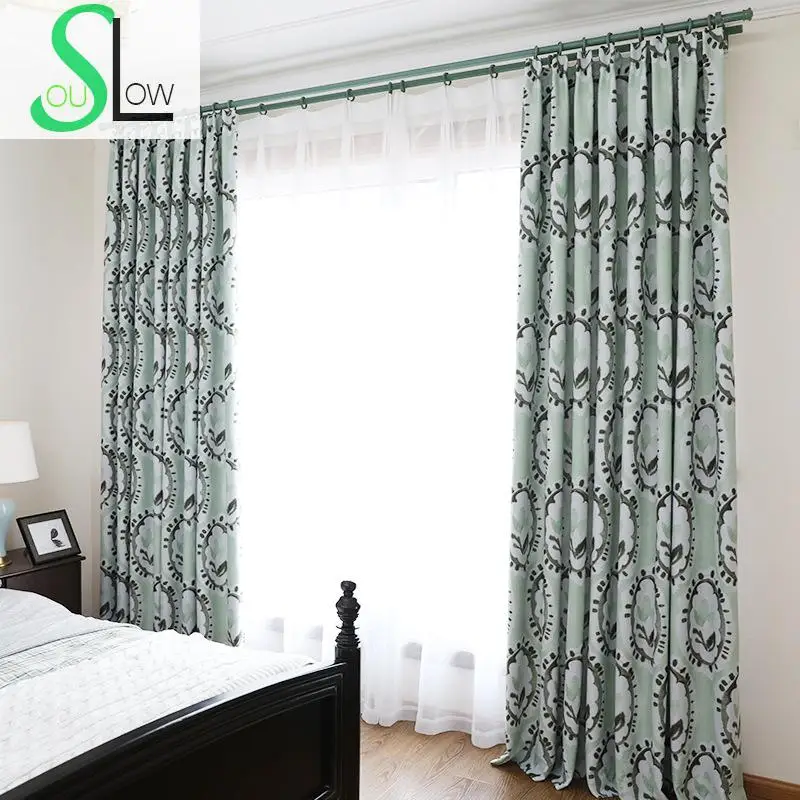 

Slow Soul Green Blue Flowers Curtains Cortina For Living Room Kitchen Roman Bedroom Blinds Beautiful Fabrics French Window