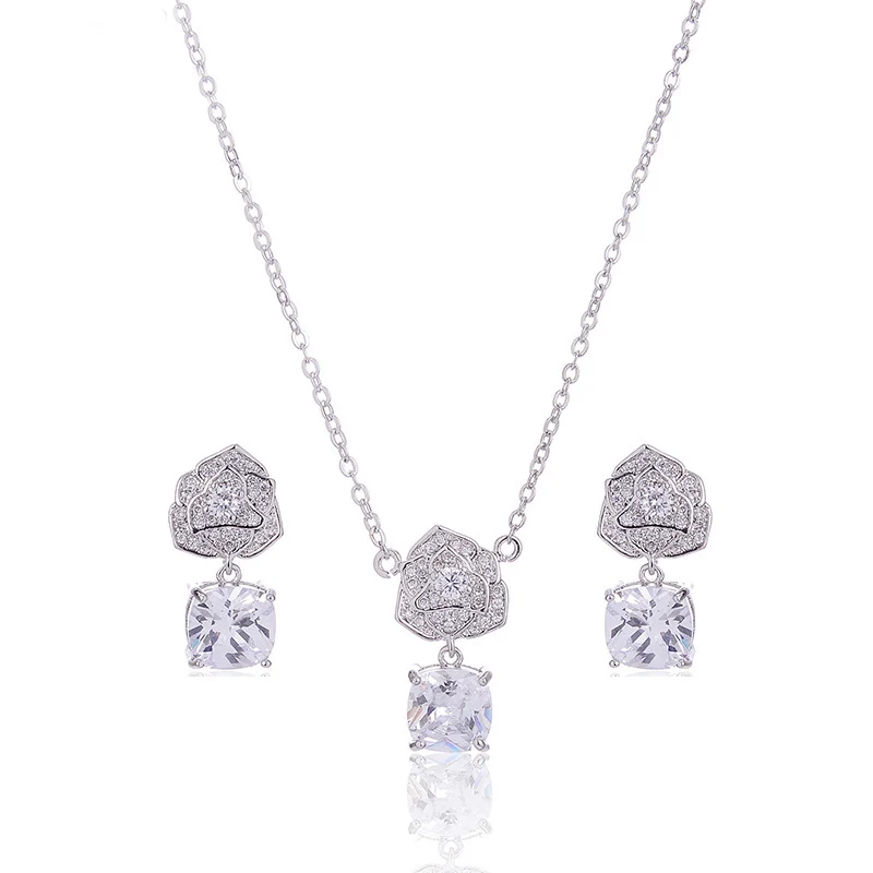 New Wholesale Korean Jewelry sets Cubic Zircon micro paved five leaf