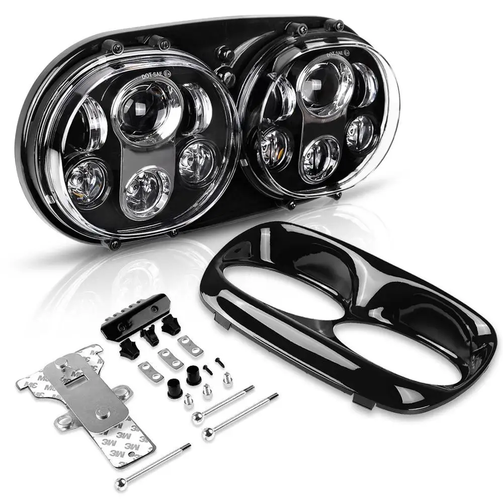  For Road Glide Motorcycle Headlight 90W Dual 5.75 Led Headlight For Road Glide 2004-2013 DOT Approv - 33053745441