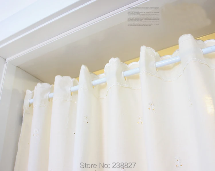 XinHuaEase Short Curtains for Kitchen Rural Flower Embroidery Tulle on the Window Home Decor Coffee Door Curtain Finished Drapes (8)