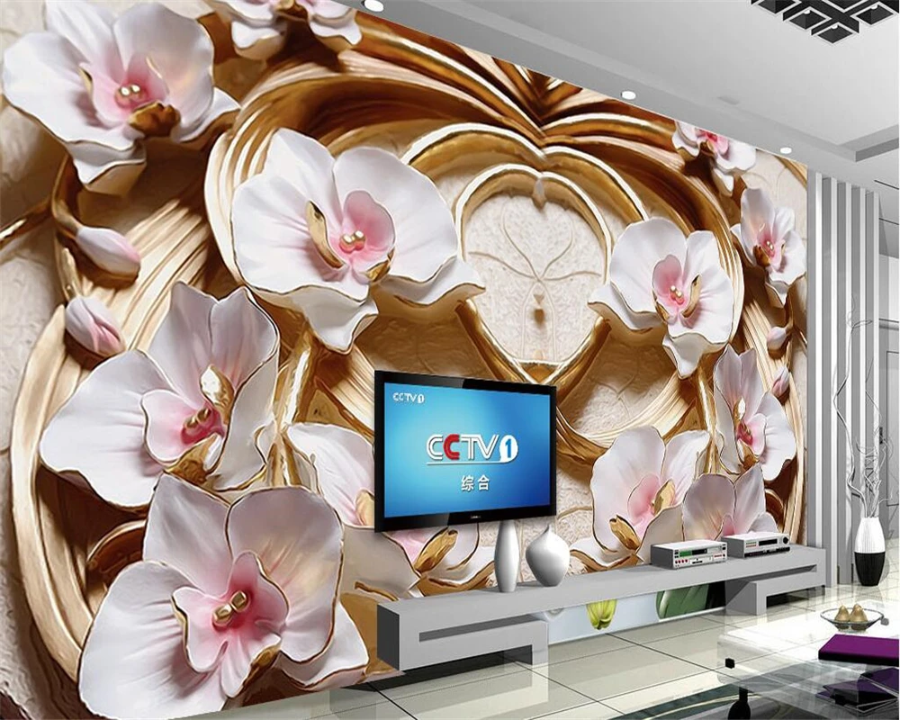 Beibehang Kustom Wallpaper 3D Bunga Lega TV Dinding Latar Belakang