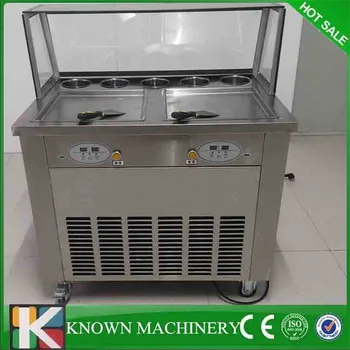 

Free shipping 220V 110V 35cm double Double square pan fried ice cream machine R410a double compressor ice cream roll machine