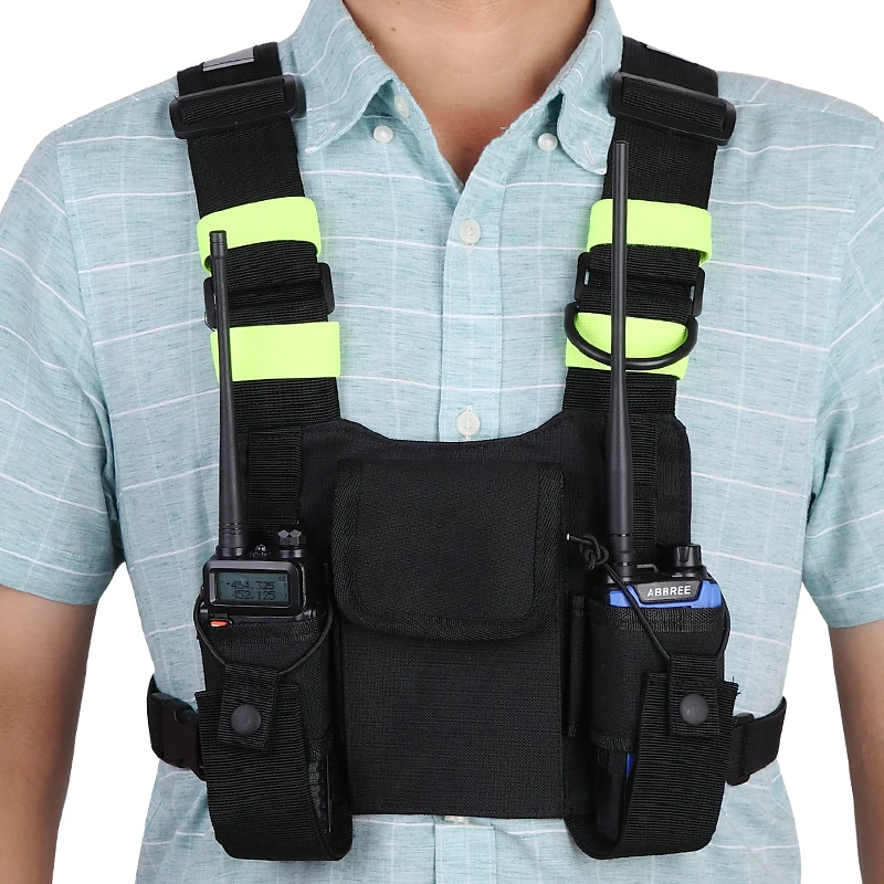 Bright Green Radio Chest Harness Chest Front Pack Pouch Holster Vest Rig Carry Case for Two Way Radio Walkie Talkie Bright Green Radio Chest Harness Chest Front Pack Pouch Holster Vest Rig Carry Case for Two Way Radio Walkie Talkie