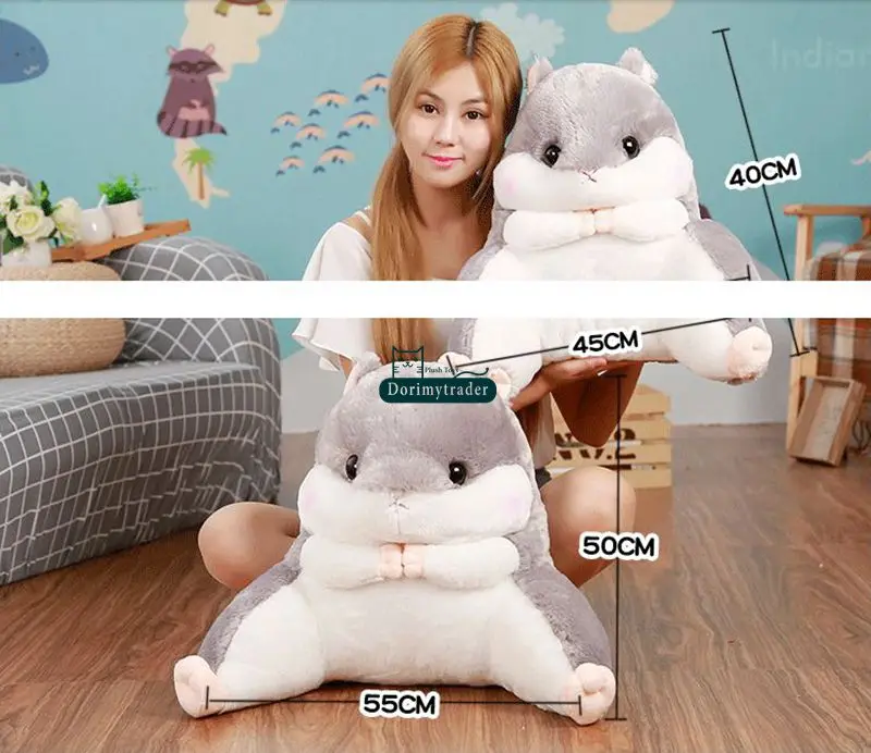 Dorimytrader Lovely 50cm x 55cm Soft Cartoon Hamster Plush Pillow Anime Waist Cushion Stuffed Animal Hamster Toy Doll DY61720 (10)