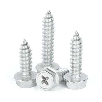 

5PCS M4 M5 M6 304 Stainless Steel Recessed Hex Flange Self-tapping Screws Cross Flange Screw Pocket Self-tapping Screws