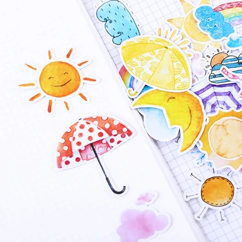 

23pcs Cute Weather symbol Kids Fun Paper Stickers Homemade Bookkeeping Decals on Laptop / Decorative scrapbooking / DIY sti TZ68
