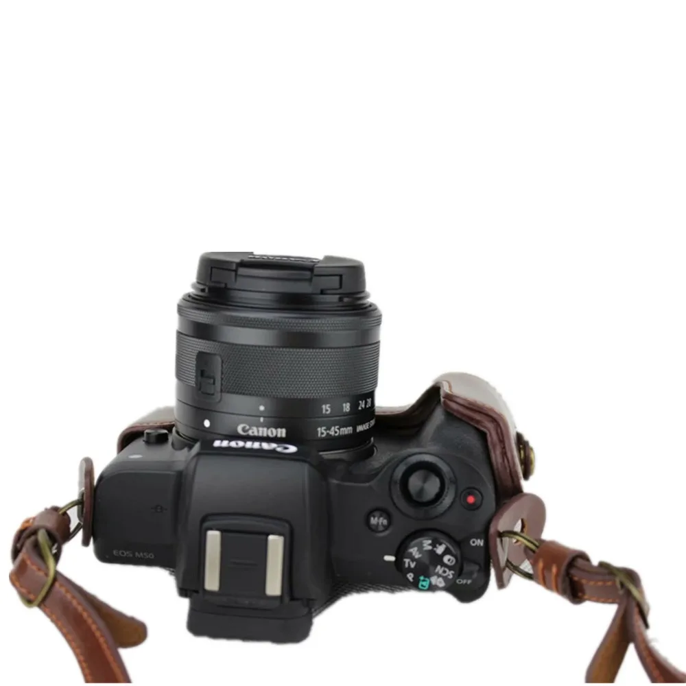 Из искусственной кожи Камера сумка CaseFor Canon EOSM50 EOS M50 Камера защитный чехол из поликарбоната с Ремешок