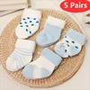 Chaussettes pour bébés, 5 paires, chaussettes d'hiver en coton épais pour nouveau-nés, chaussettes courtes unisexes pour bébés filles et garçons de 0 à 6 mois ► Photo 1/6