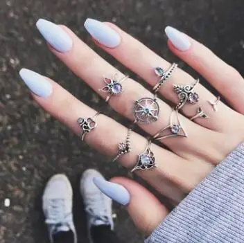 

9pcs/Set Bohemia Crown Fishtail Compass Crystal Rings Set Knuckle Finger Midi Rings for Women Party Jewelry