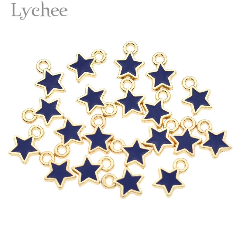 

Lychee 20pcs Trendy Alloy Star Enamel Charms DIY Pendant Gold Color Small Charms Handmade Jewelry for Necklace Bracelet