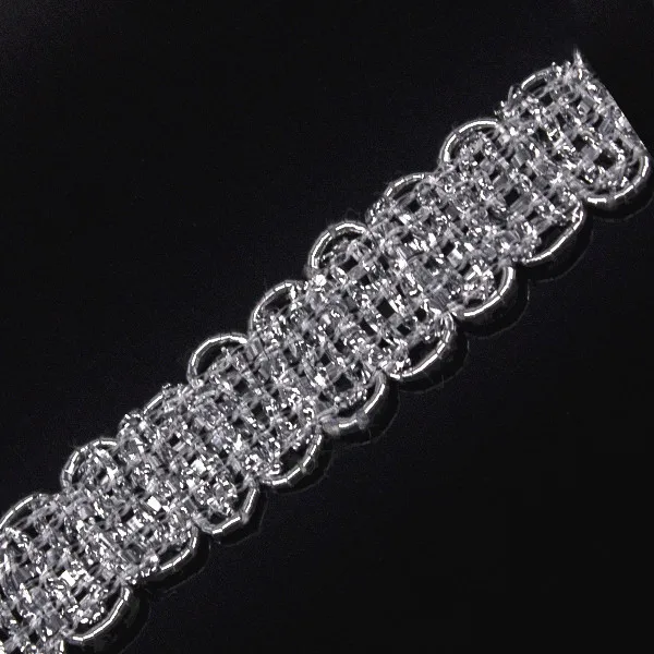 11mm Braided Gimp Silver Lace Trim Metallic Embellishment Applique