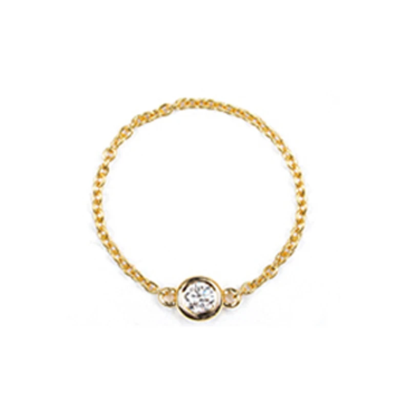 BAIHE Solid 18K желтое золото(AU750) 0.10CT Сертифицированный круглый натуральный алмаз свадебные женские модные ювелирные изделия кольцо - Цвет камня: Diamond