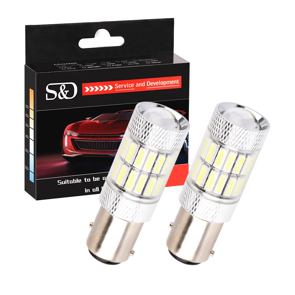 

S&D 2pcs 1157 BAY15D P21/5W LED Reverse Backup Bulbs CANBUS OBC Fog Driving Tail Turn Brake No Error Super Bright Car Light D030