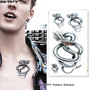 

Nu-TATY Silver Chinese Dragon Temporary Tattoo Body Art Flash Tattoo Stickers 17*10cm Waterproof Fake Tatoo Car Styling Sticker