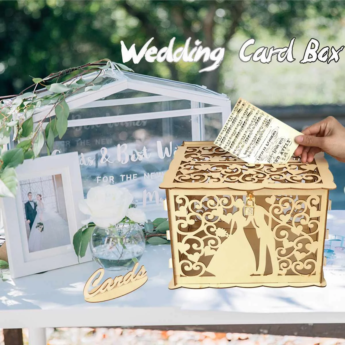 30x24x22,5 см DIY свадебная открытка коробка деревянная коробка для денег с замком великолепное свадебное украшение поставки для дня рождения