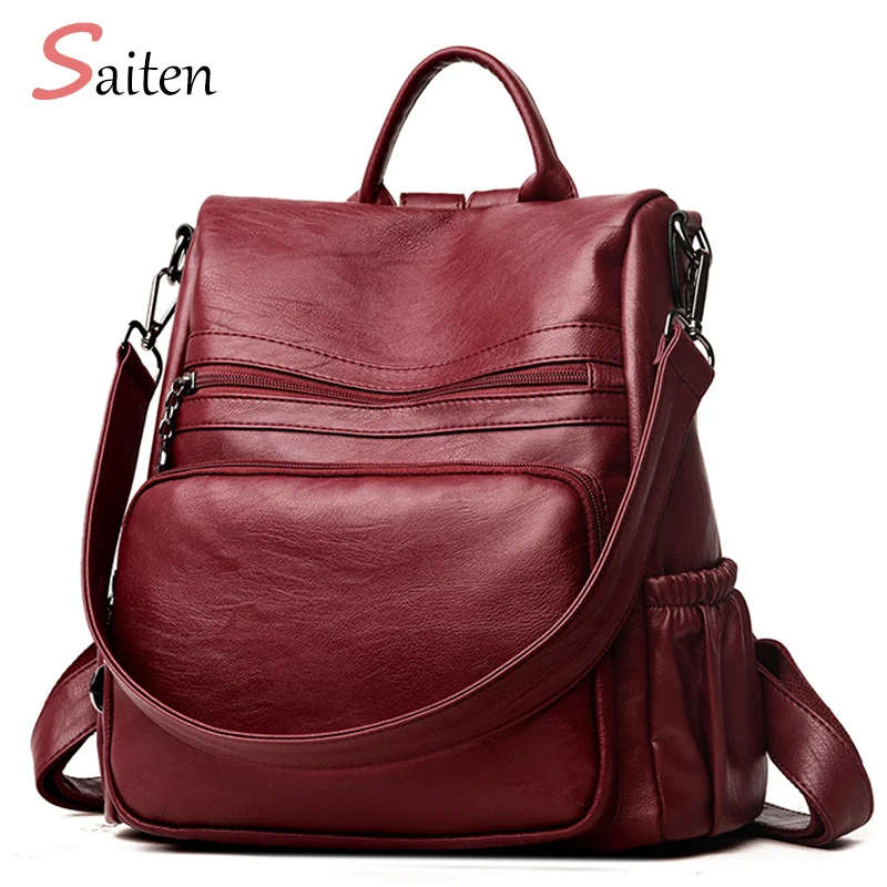 Saiten 2018 Новый женский рюкзак из искусственной кожи школьный на молнии для девочек