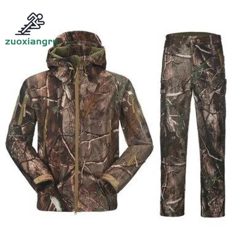 

Camouflage Hunting Clothes Shark Skin Soft Shell Lurkers Tad V Outdoor Tactical Military Fleece Jacket+ Uniform Pants Suits