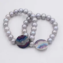 Пресноводный жемчуг округлый 10-11 мм браслет 7,5 дюймов бусы оптом натуральные fppj