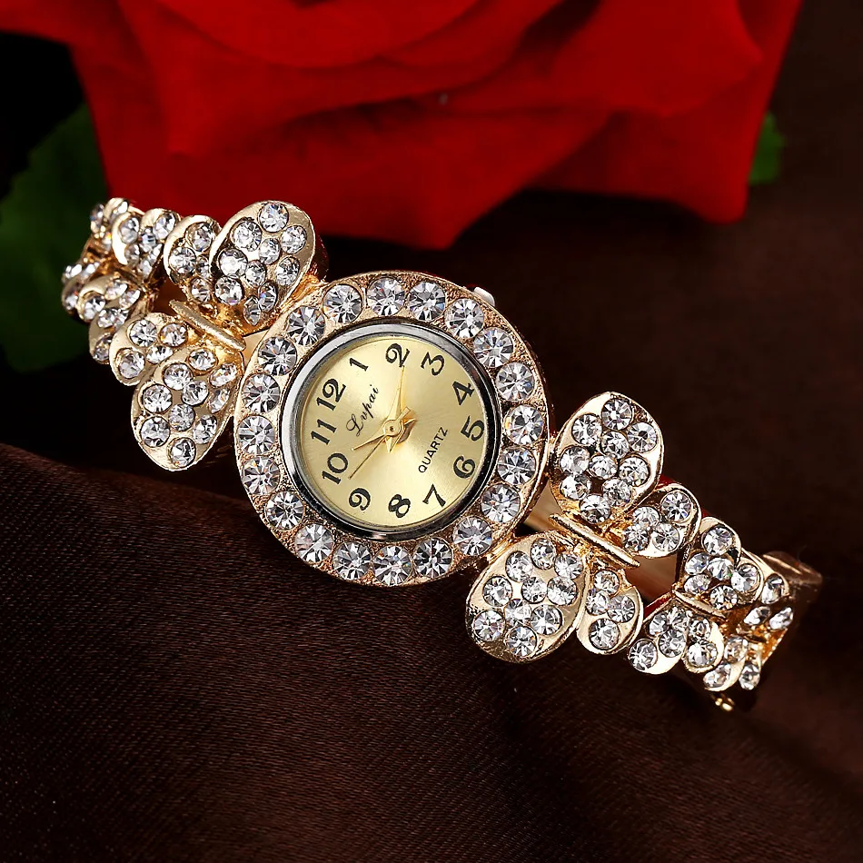 Женские часы, элегантные, известный бренд, Роскошные, золотые стразы, нержавеющая сталь, ремешок Analong, кварцевые наручные часы, Relogio Feminino