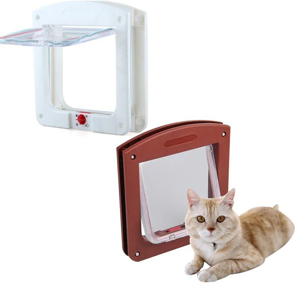 OLOEY White Brown Frame 4 Way Locking Lockable Pet Cat Small