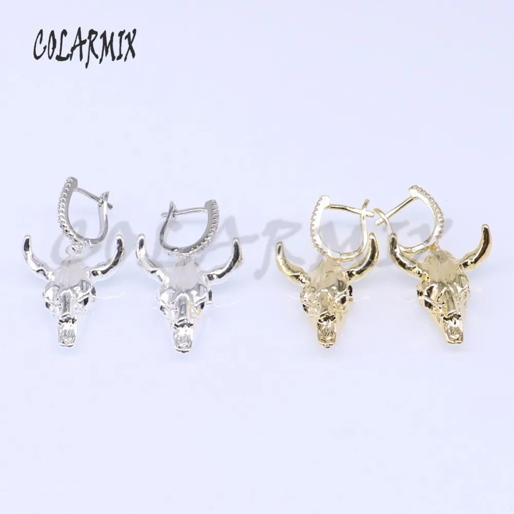 

5 Pair cattle earrings bull head earrings plated metal hook cattle charm wholesale jewelry earrings wholesale jewelry 3896