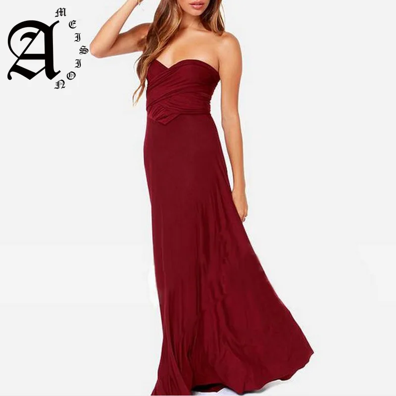 

Ameision women Dress Multiway Wrap Convertible Boho Maxi Club Dress Bandage Long Dress Party Bridesmaids Robe Longue Femme