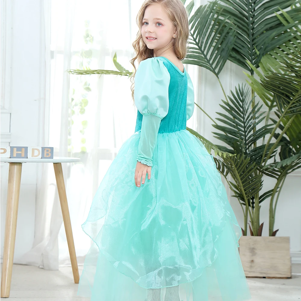 Маскарадные платья принцессы Ариэль из фильма «русалочка» для девочек; Детский костюм для ролевых игр; детское длинное рождественское платье