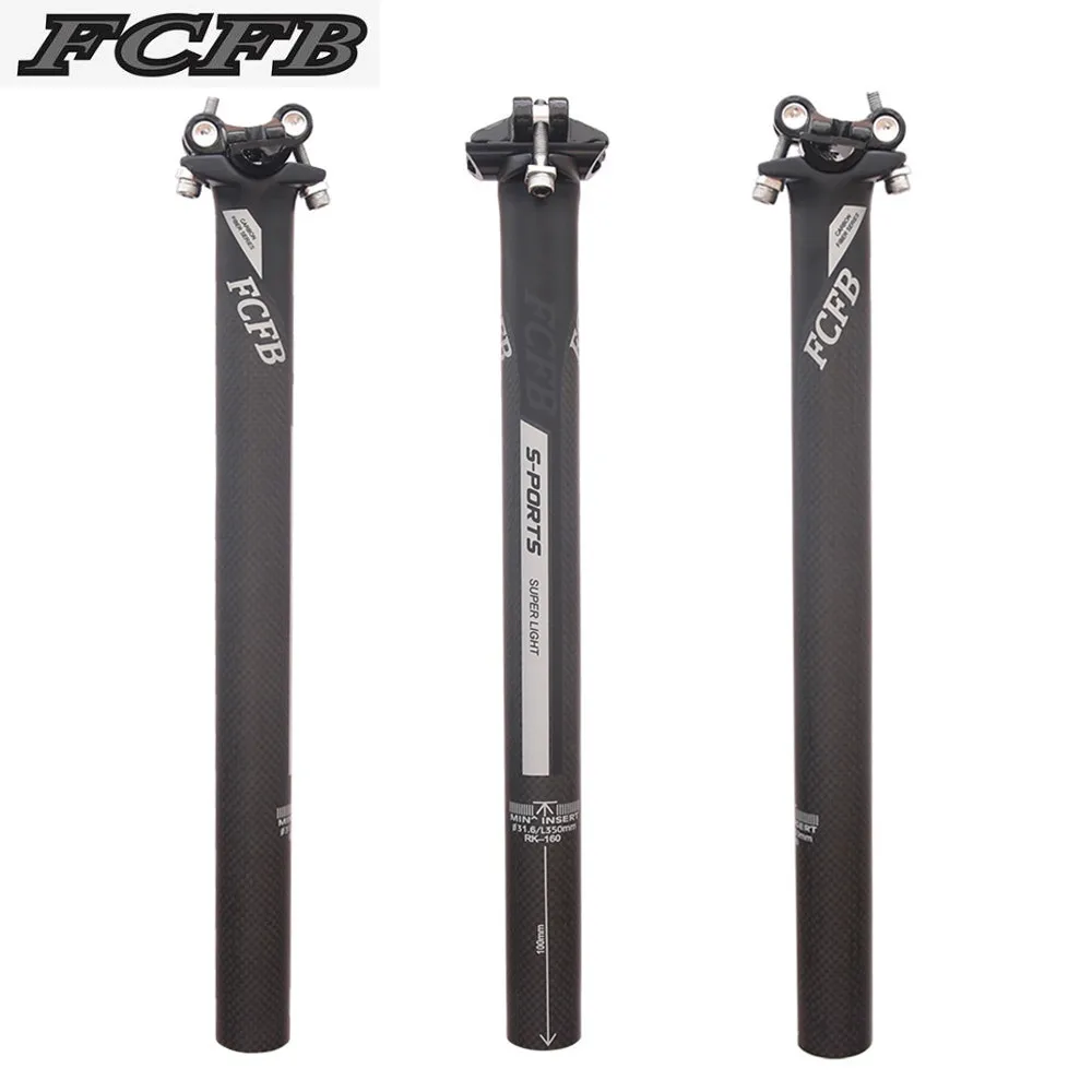 2017 FCFB Black sliver carbon seatpost 0mm Mountain Road Carbon Fibre