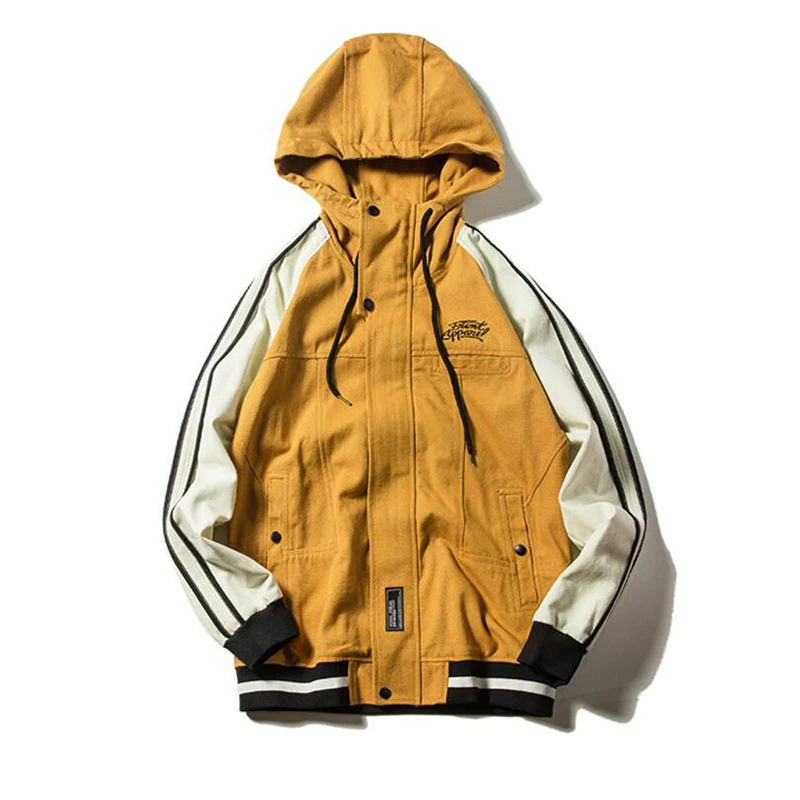 KaLeBo American Street Hooded Tooling Men's Personality Fashion Solid Color Coat Men's Loose Jacket Casual Zipper Coat jacket