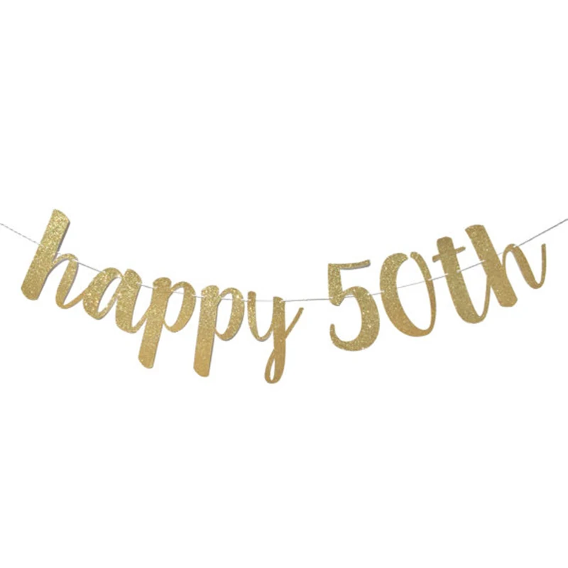 30, 40, 50, 60 лет, декор на день рождения, Золотая блестящая бумага, баннер, гирлянда, воздушный шар "Конфетти", 30 лет, украшения для дня рождения, для взрослых - Цвет: 50th