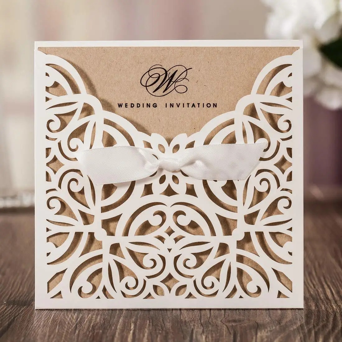 White Sq. Printable Laser Slice Wedding day Invitation Card Preset image about Printable Cardstock Invitations named White Sq. Printable Laser Lower Wedding day Invitation Card Fixed