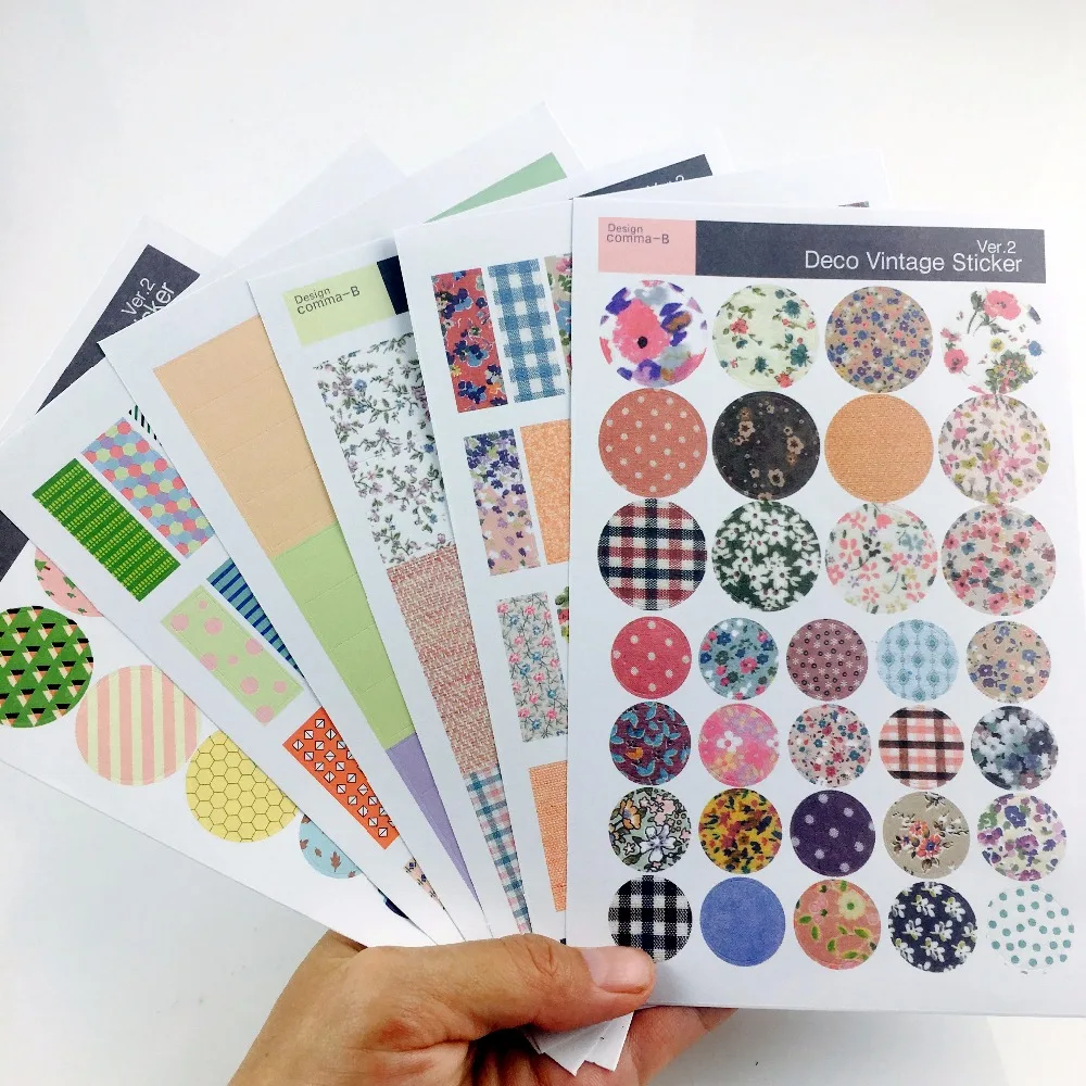 6sheets/set Original single vintage sticker pastoral floral imitation