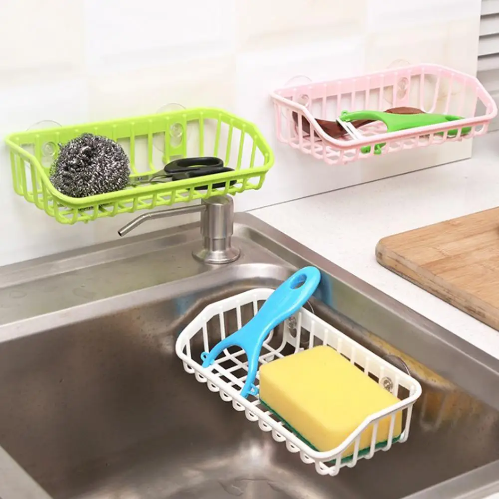 

Hanging Storage Basket Drain Basket Sink Hanging Wash Cleaning Storage Gadgets Kitchen Sponge Holder Suction Cups