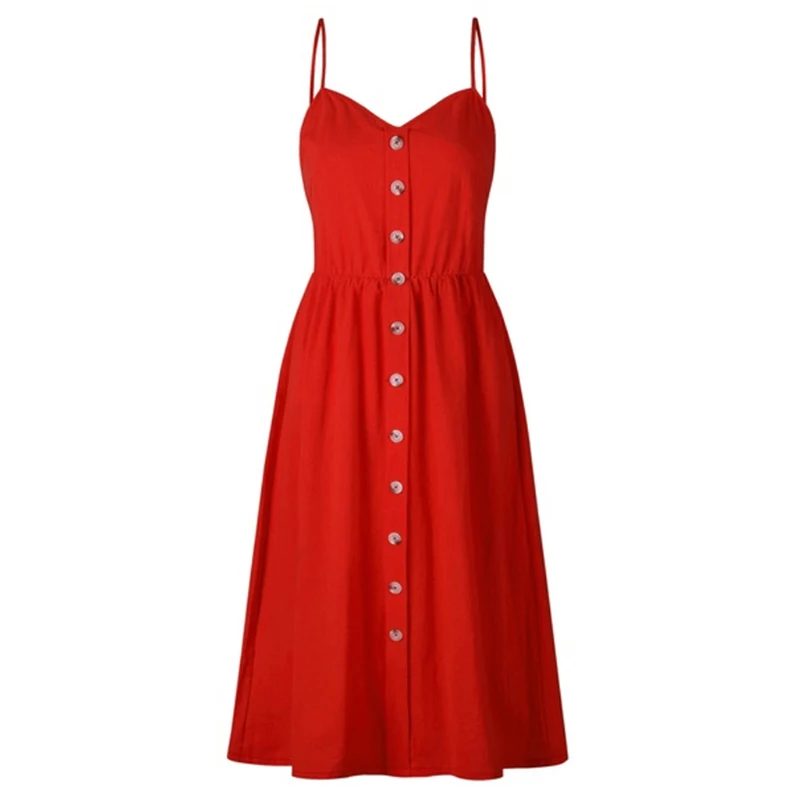 جديد فستان صيفي النساء الركبة طوله عطلة الشاطئ اللباس الصلبة أكمام الأشرطة حبال فستان كاجوال فام Vestidos