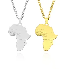 Хип-хоп панк Мода Африка Карта Ожерелье золотистого и серебристого цвета кулон и цепь Карта Ожерелье s подарок для мужчин/женщин ювелирные изделия трендовые Diy