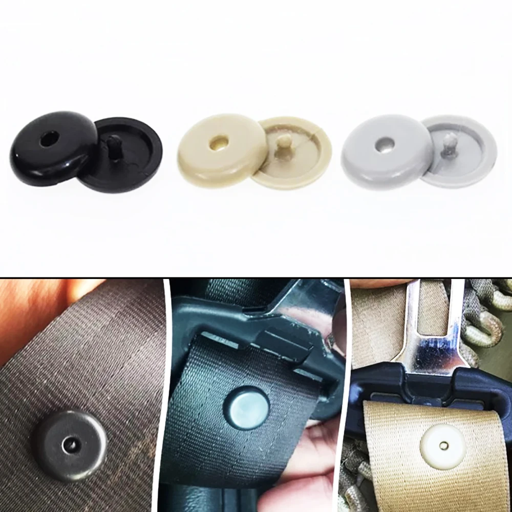 JEAZEA 50 Sets Safety Car Seat Belt Stopper Black Gary Beige Plastic